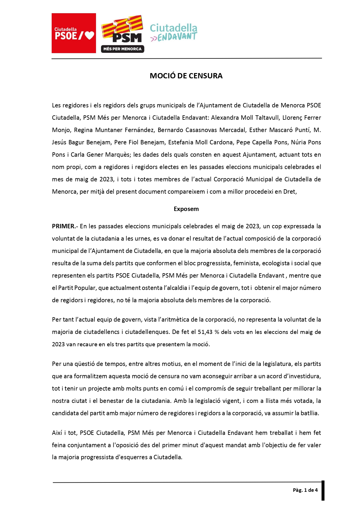 Documentació moció de censura Ciutadella 1