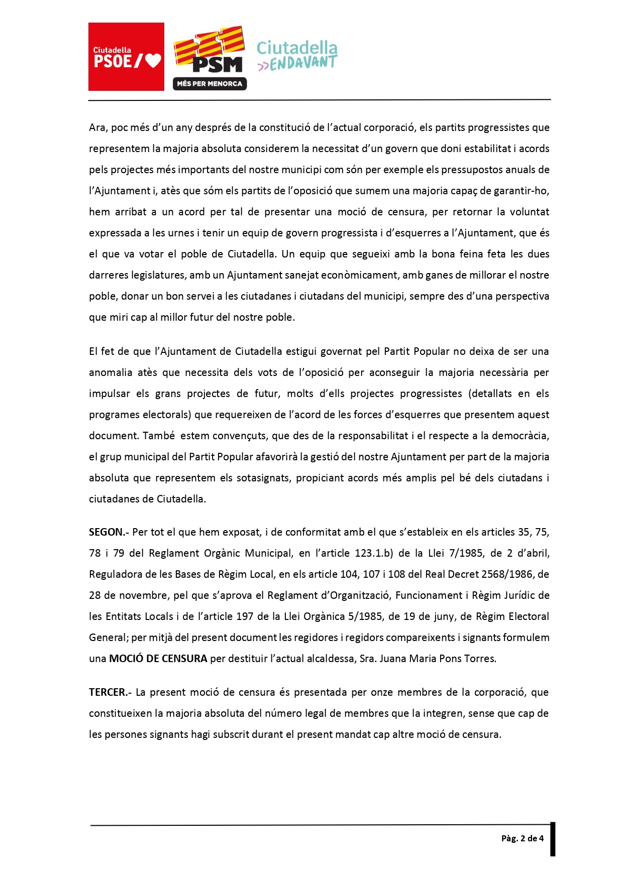 Documentació moció de censura Ciutadella 2